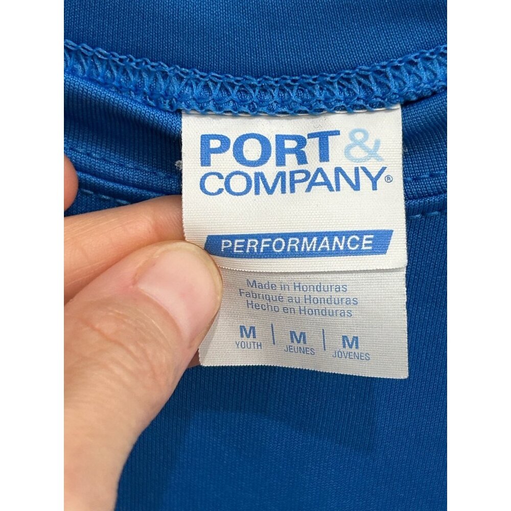 Port & Company Youth Marine Academy Performance Shirt Blue Sz M - Picture 5 of 10